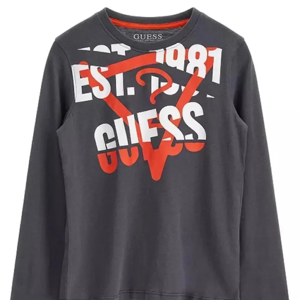 GUESS 🔥🥰 Big Boys Shirt Cotton Screen Print Logo Long Sleeve T-shirt 16 Tshirt